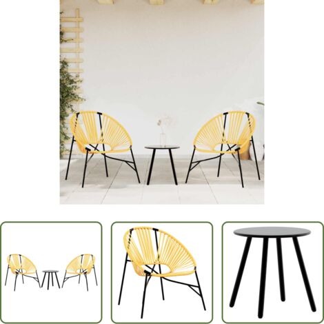 vidaXL Sedie da terrazza - Set di Sedie da Giardino 3 pz in Polyrattan Nero e Giallo