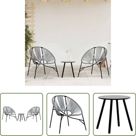 vidaXL Sedie da terrazza - Set di Sedie da Giardino 3pz in Polyrattan Nero e Grigio Chiaro