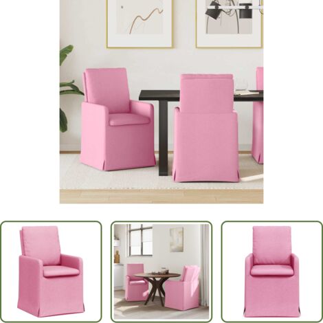 vidaXL Sedie ergonomiche -  Sedie da pranzo 2 pcs Rosa 57 x 67 x 98 cm Tessuto