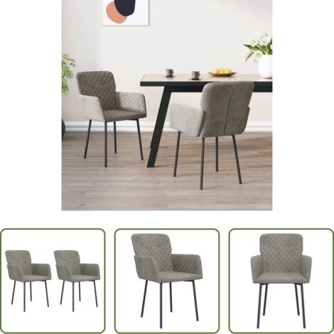 vidaXL Sedie ergonomiche -  Sedie da Pranzo 2 pz Grigio Chiaro in Velluto