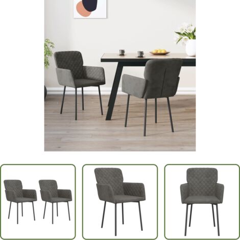 vidaXL Sedie ergonomiche -  Sedie da Pranzo 2 pz Grigio Scuro in Velluto