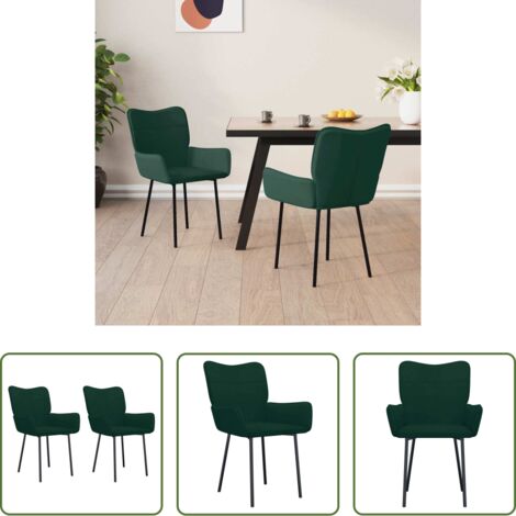 vidaXL Sedie ergonomiche -  Sedie da Pranzo 2 pz Verde Scuro in Velluto