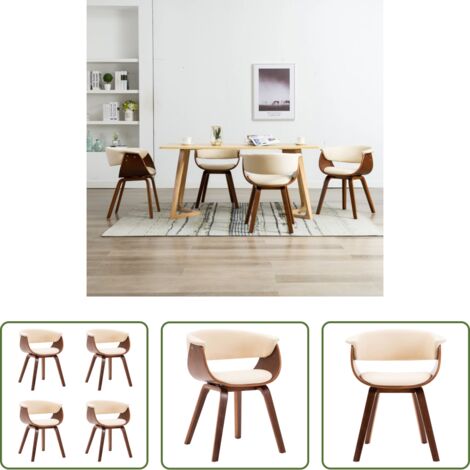 vidaXL Sedie ergonomiche -  Sedie da Pranzo 4 pz in Legno Curvato e Similpelle Crema