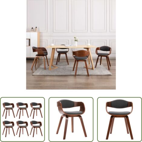 vidaXL Sedie ergonomiche -  Sedie da Pranzo 6 pz in Legno Curvato e Tessuto Grigio