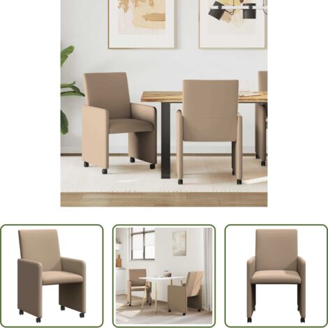 vidaXL Sedie ergonomiche -  Sedie da Pranzo con Ruote 2 pcs Cappuccino 57 x 66 x 94 cm