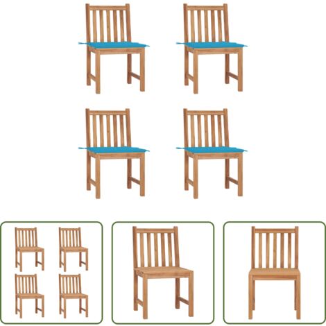 vidaXL Sedie esterne -  Sedie da Giardino 4 pz con Cuscini in Legno Massello di Teak