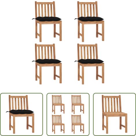vidaXL Sedie esterne -  Sedie da Giardino 4 pz con Cuscini in Legno Massello di Teak