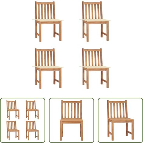 vidaXL Sedie esterne -  Sedie da Giardino 4 pz con Cuscini in Legno Massello di Teak