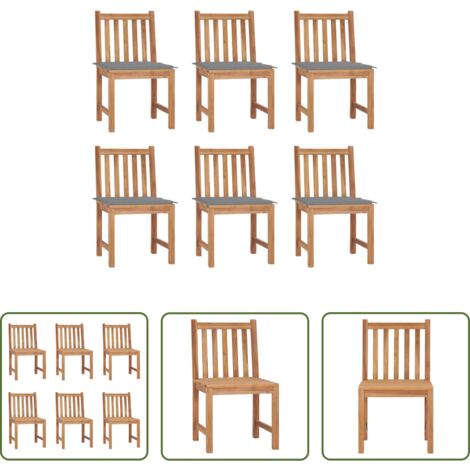 vidaXL Sedie esterne -  Sedie da Giardino 6 pz con Cuscini in Legno Massello di Teak