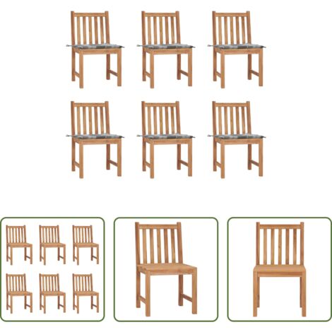 vidaXL Sedie esterne -  Sedie da Giardino 6 pz con Cuscini in Legno Massello di Teak