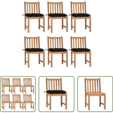 vidaXL Sedie esterne -  Sedie da Giardino 6 pz con Cuscini in Legno Massello di Teak