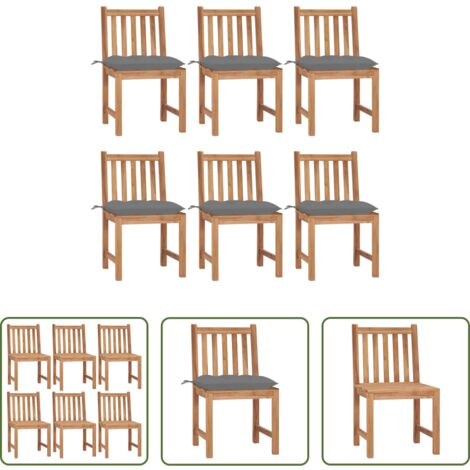 vidaXL Sedie esterne -  Sedie da Giardino 6 pz con Cuscini in Legno Massello di Teak