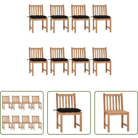 vidaXL Sedie esterne -  Sedie da Giardino con Cuscini 8 pz in Legno Massello di Teak