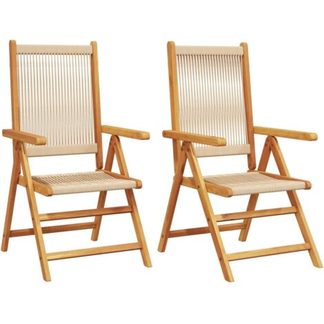 vidaXL Sedie Giardino 2 pz Beige Legno Massello Acacia e Polipropilene