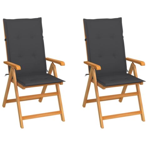 vidaXL Sedie Giardino 2 pz con Cuscini Antracite in Massello di Teak
