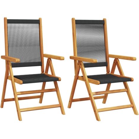 vidaXL Sedie Giardino 2 pz Nere Legno Massello Acacia e Polipropilene