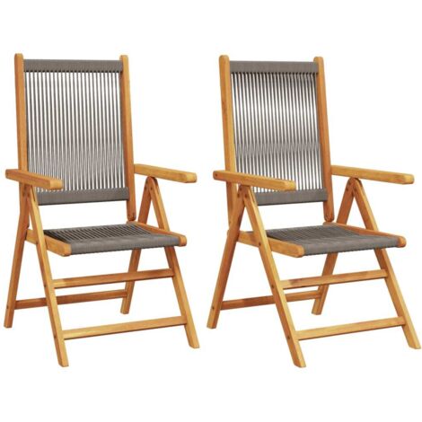 vidaXL Sedie Giardino 2pz Grigie Legno Massello Acacia e Polipropilene