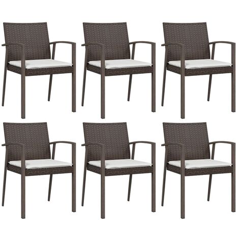 vidaXL Sedie Giardino con Cuscini 6pz Marroni 56,5x57x83 cm Polyrattan