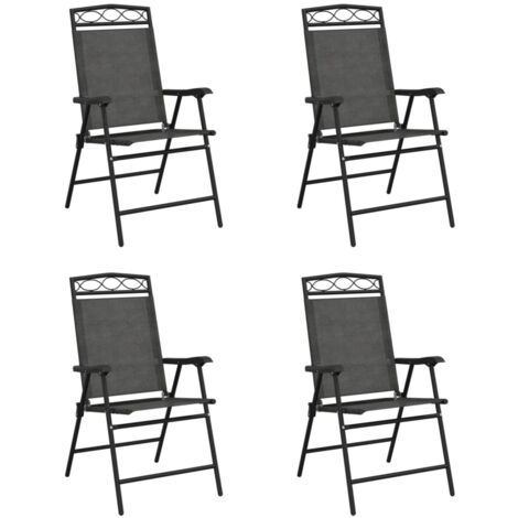 vidaXL Sedie Giardino Pieghevoli 4 pz Grigio Mélange Acciaio Textilene