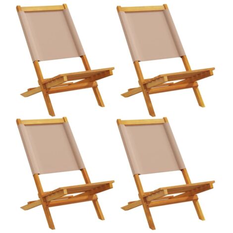 vidaXL Sedie Giardino Pieghevoli 4pz Tortora Tessuto e Legno Massello