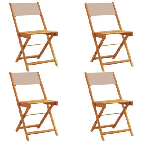 vidaXL Sedie Giardino Pieghevoli 4pz Tortora Tessuto e Legno Massello