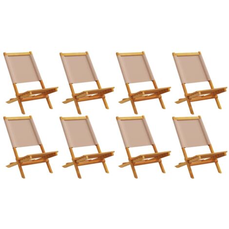 vidaXL Sedie Giardino Pieghevoli 8pz Tortora Tessuto e Legno Massello