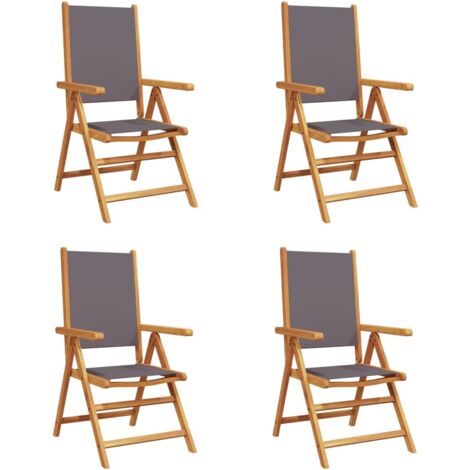 vidaXL Sedie Giardino Reclinabili 4pz Antracite Tessuto Legno Massello