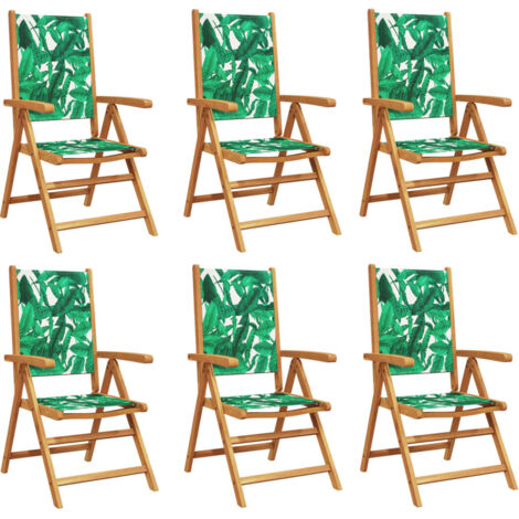 vidaXL Sedie Giardino Reclinabili 6 pz Verdi Tessuto e Legno Massello