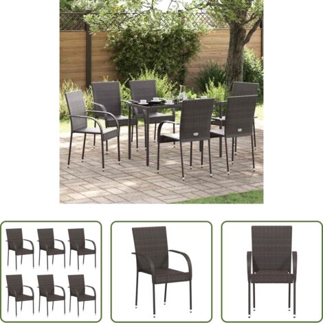 vidaXL Sedie impilabili -  Sedie da Esterno Impilabili 6 pz in Polyrattan Marrone