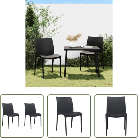 vidaXL Sedie impilabili -  Sedie da Giardino 2 pz Antracite 50x46x80 cm in Polipropilene
