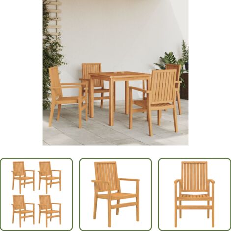 vidaXL Sedie impilabili -  Sedie da Giardino Impilabili 4 pz 56,5x57,5x91 cm Massello Teak