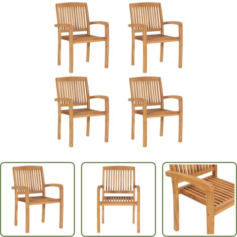 vidaXL Sedie impilabili -  Sedie da Giardino Impilabili 4 pz in Legno Massello di Teak