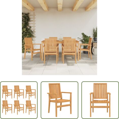 vidaXL Sedie impilabili -  Sedie da Giardino Impilabili 6 pz 56,5x57,5x91 cm Massello Teak