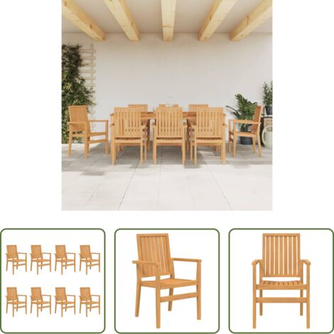 vidaXL Sedie impilabili -  Sedie da Giardino Impilabili 8 pz 56,5x57,5x91 cm Massello Teak