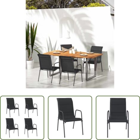 vidaXL Sedie in acciaio - Sedie da Giardino 4 pz in Acciaio e Textilene Nere