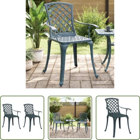 vidaXL Sedie in alluminio -  Sedie da Giardino 2 pz Verdi in Alluminio Pressofuso