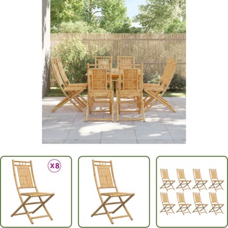 vidaXL Sedie in bambù -  Sedie da Giardino Pieghevoli 8 pz 46x66x99 cm in Bambù