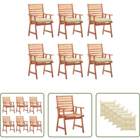 vidaXL Sedie in legno acacia -  Sedie da Pranzo da Esterni con Cuscini 6 pz Massello di Acacia