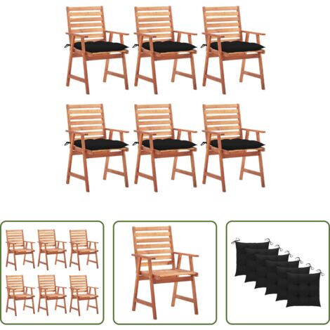 vidaXL Sedie in legno acacia -  Sedie da Pranzo da Esterni con Cuscini 6 pz Massello di Acacia
