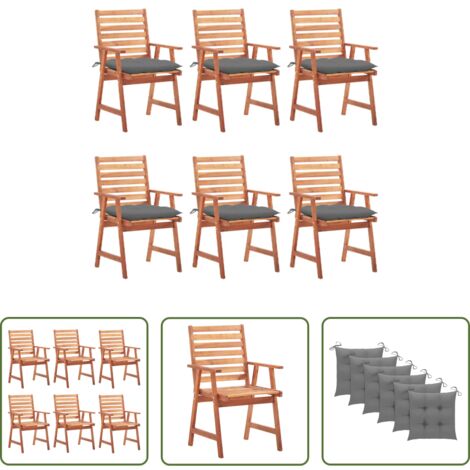 vidaXL Sedie in legno acacia -  Sedie da Pranzo da Esterni con Cuscini 6 pz Massello di Acacia