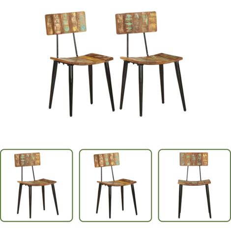 vidaXL Sedie in legno di recupero -  Sedie da Pranzo 2 pz in Legno Massello di Recupero
