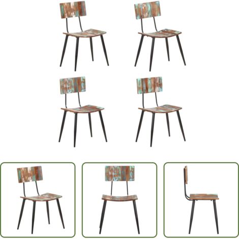 vidaXL Sedie in legno di recupero -  Sedie da Pranzo 4 pz in Legno Massello di Recupero