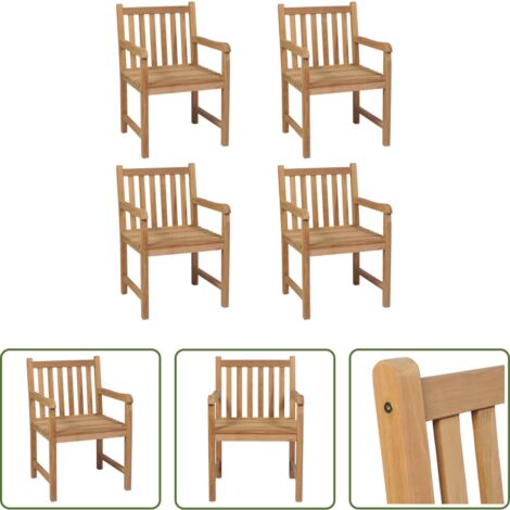 vidaXL Sedie in legno massello -  Sedie da Esterni 4 pz in Legno Massello di Teak