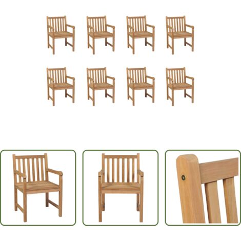 vidaXL Sedie in legno massello -  Sedie da Esterni 8 pz in Legno Massello di Teak
