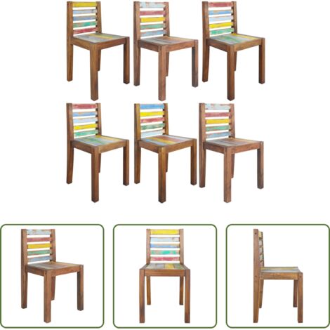 vidaXL Sedie in legno massello -  Sedie da Pranzo 6 pz in Legno Massello di Recupero