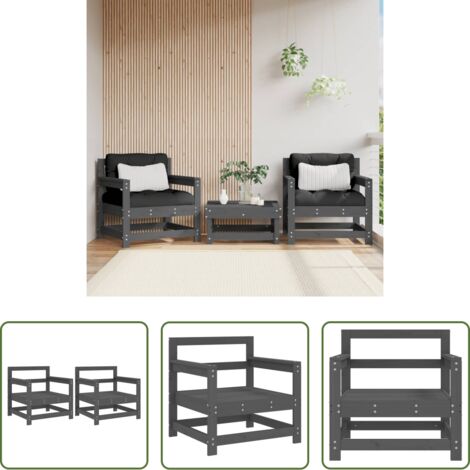 vidaXL Sedie in legno -  Sedie da Giardino 2pz Grigie in Legno Massello Pino