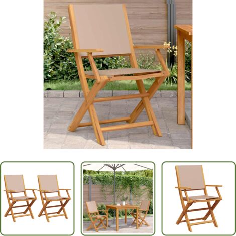 vidaXL Sedie in legno -  Sedie da Giardino 2pz Tortora Legno Massello Acacia e Tessuto