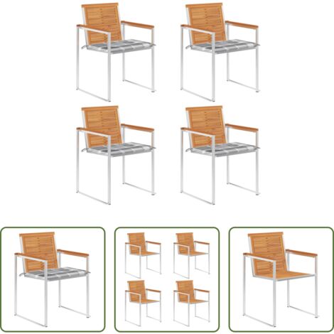 vidaXL Sedie in legno -  Sedie da Giardino con Cuscini 4 pz in Legno Massello di Acacia