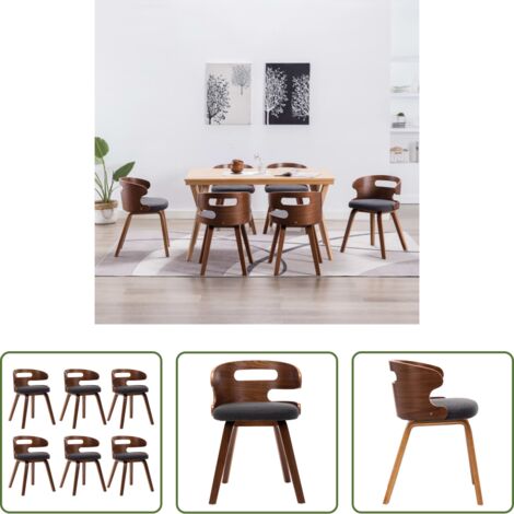 vidaXL Sedie in legno -  Sedie da Pranzo 6 pz Grigio Scuro in Legno Piegato e Tessuto