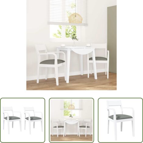 vidaXL Sedie in legno -  Sedie da Pranzo con Cuscini 2 pz Bianco Legno Massello di Hevea
